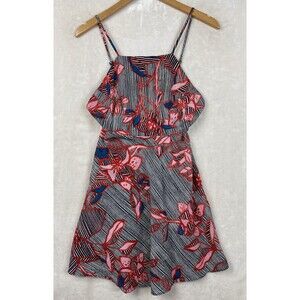 Free People Mini Slip Dress Womens 0 Floral Striped 100% Cotton Fairy Summer